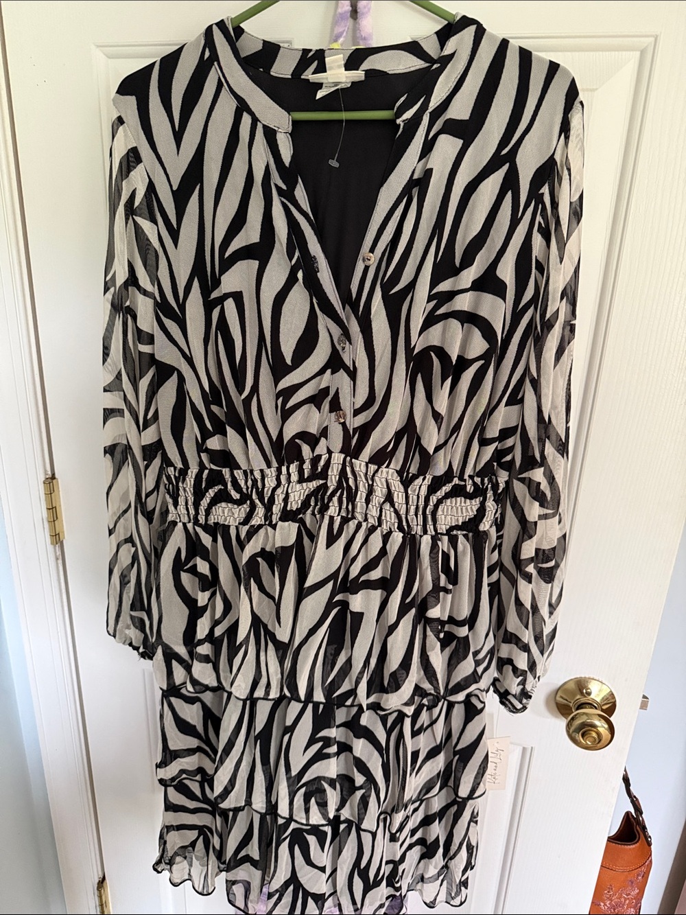 Black and White Zebra Print Tiered Dress